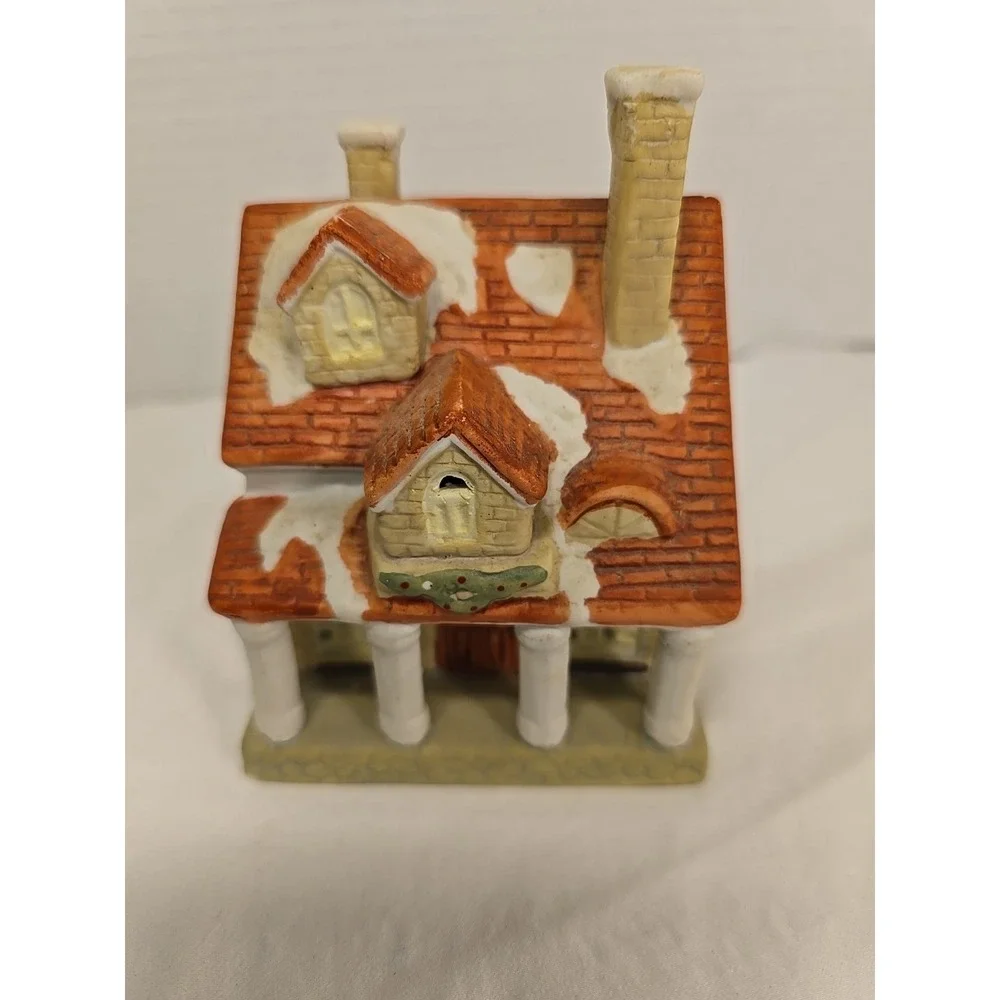 Vintage Christmas 1995 Santas Best Porcelain Holiday Village House With Columns